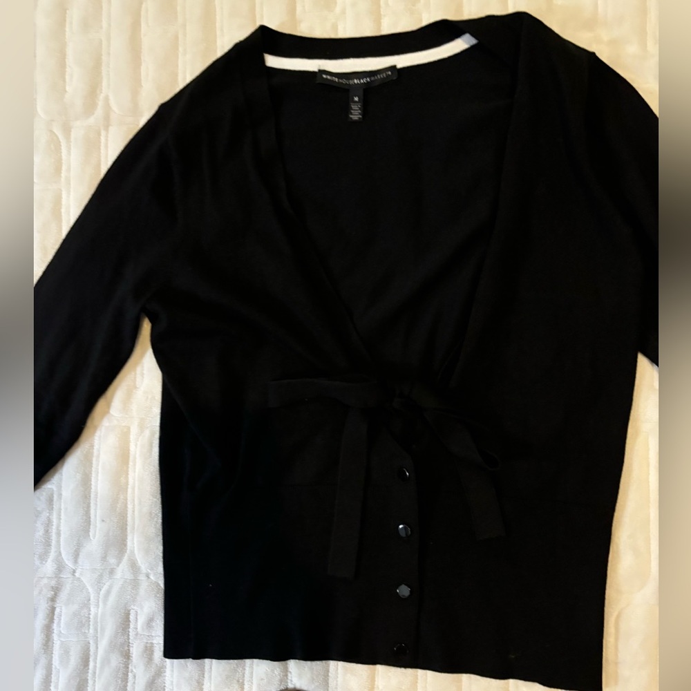White House Black Market Cardigan Sweater Black Womens Size Medium - Picture 1 of 5